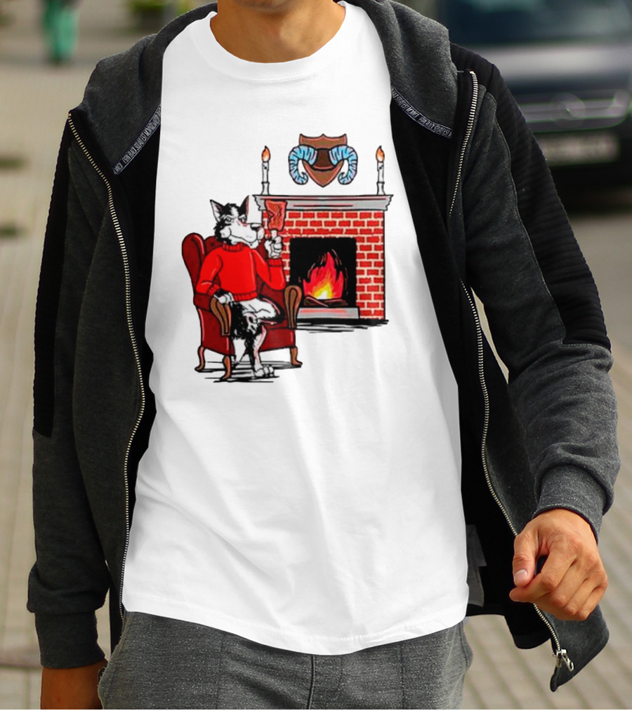 NC State Wolfpack Relaxing By Fireplace Victory Scene T-Shirt