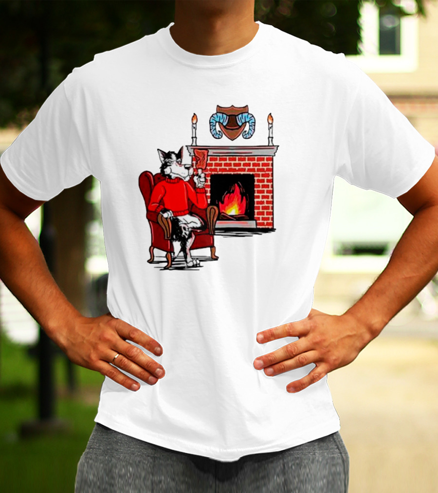 NC State Wolfpack Relaxing By Fireplace Victory Scene T-Shirt