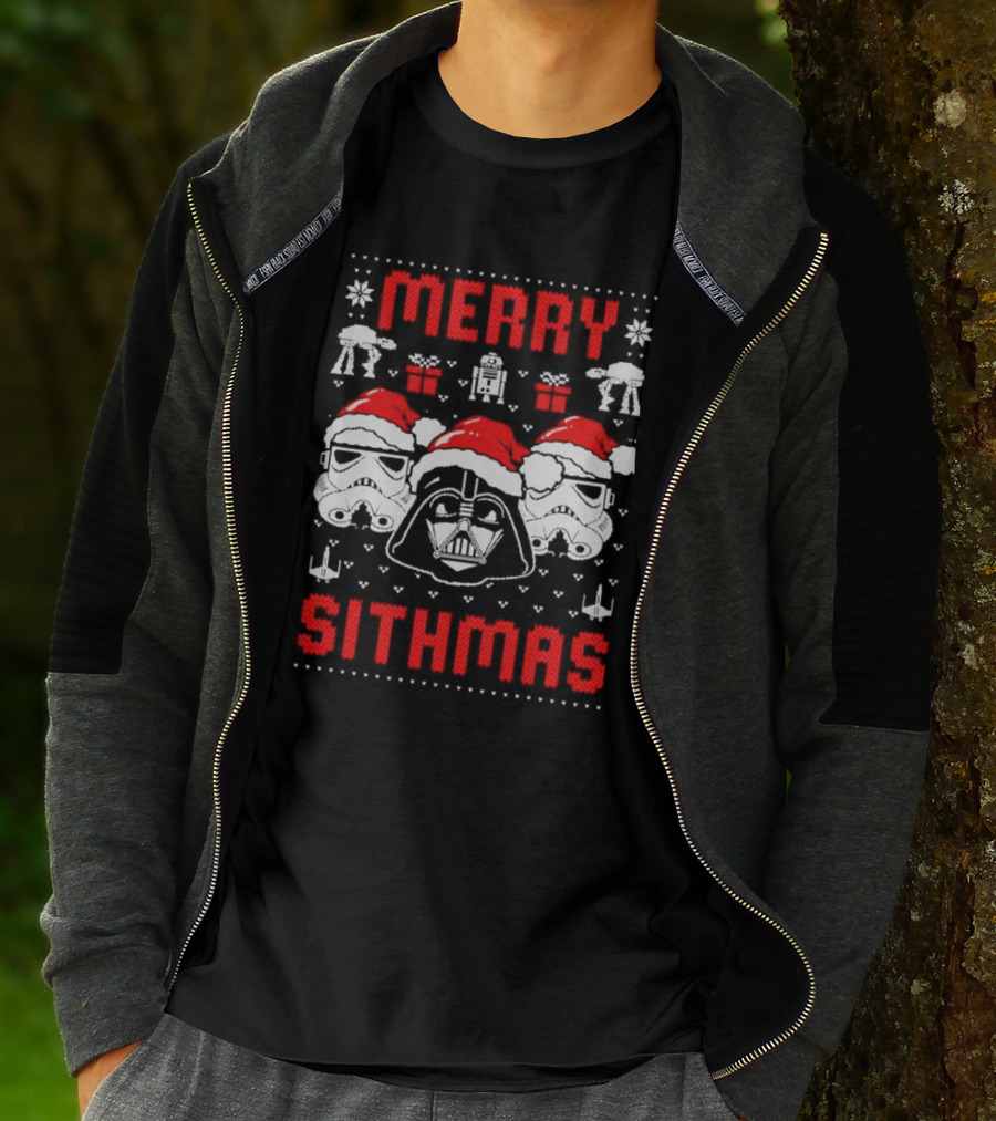 Merry Sithmas The Mandalorian Ugly Darth Vader Stormtrooper Christmas Star Wars T-Shirt