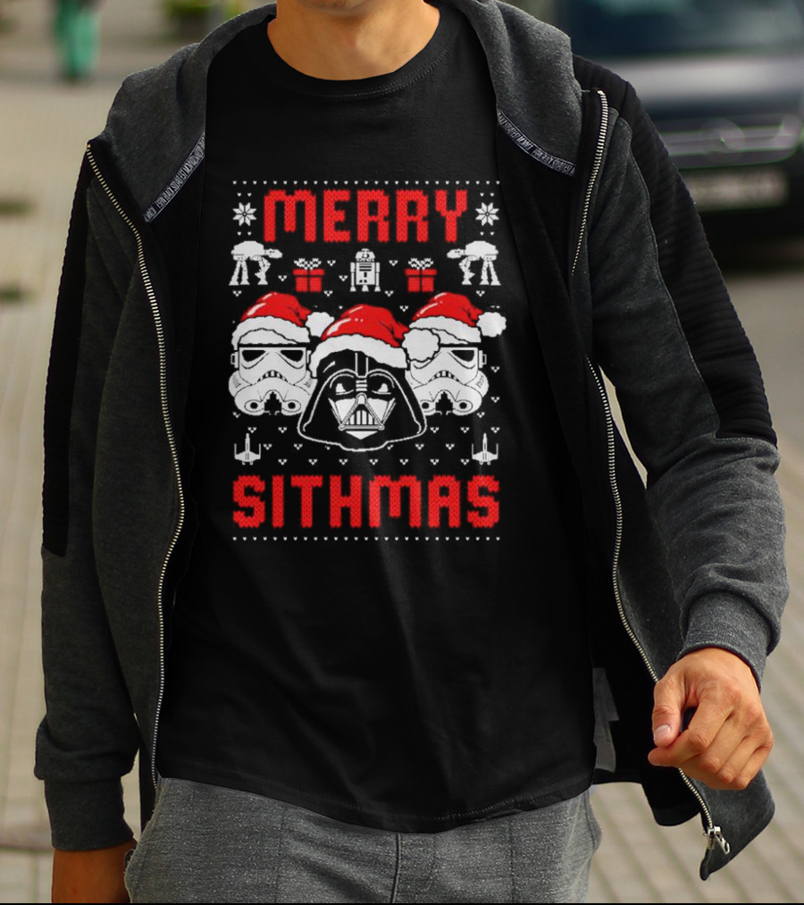 Merry Sithmas The Mandalorian Ugly Darth Vader Stormtrooper Christmas Star Wars T-Shirt