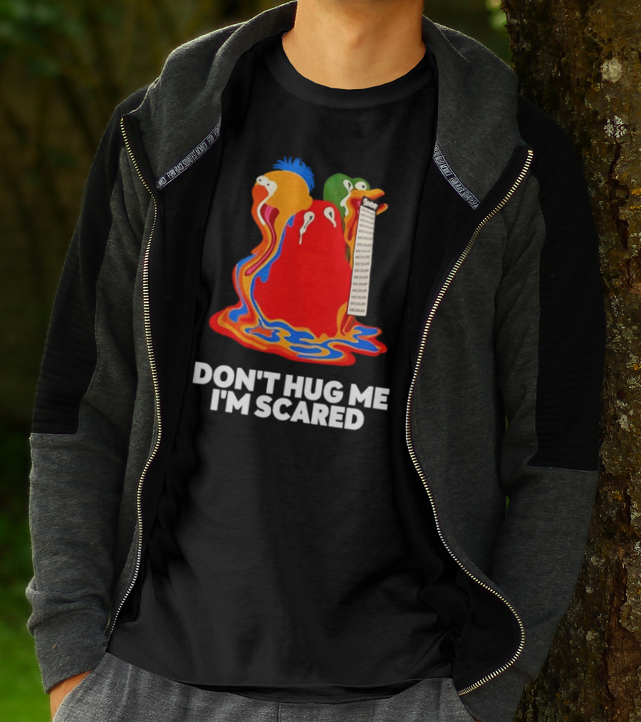 Don't Hug Me I'm Scared Melting Characters With Medium Tag T-Shirt