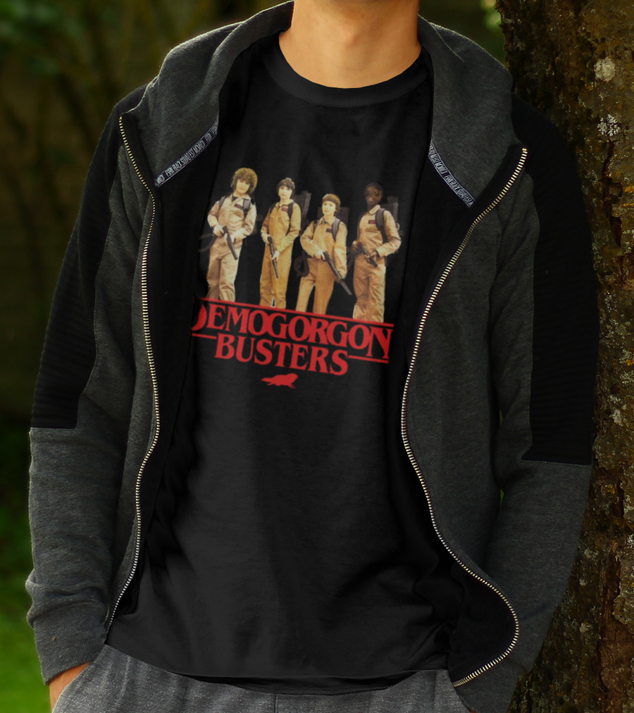 Demogorgon Busters Featuring Myles Garrett In Ghostbusters T-Shirt