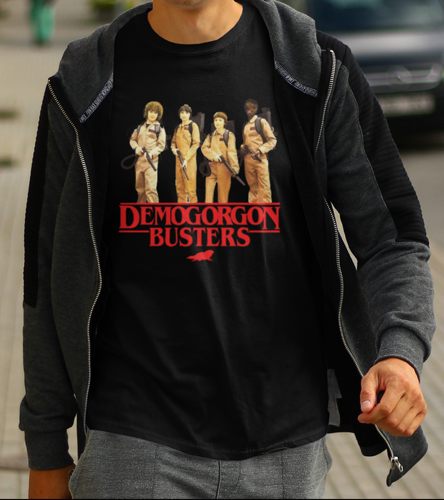 Demogorgon Busters Featuring Myles Garrett In Ghostbusters T-Shirt
