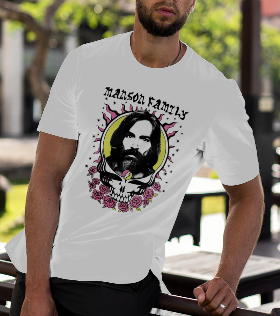 Manson Family Skull Roses Artwork With Grateful Dead T-Shirt