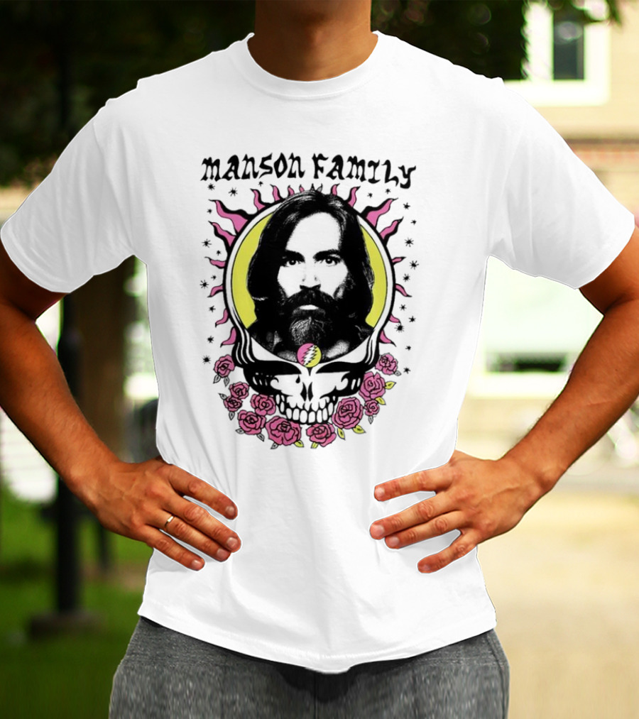 Manson Family Skull Roses Artwork With Grateful Dead T-Shirt