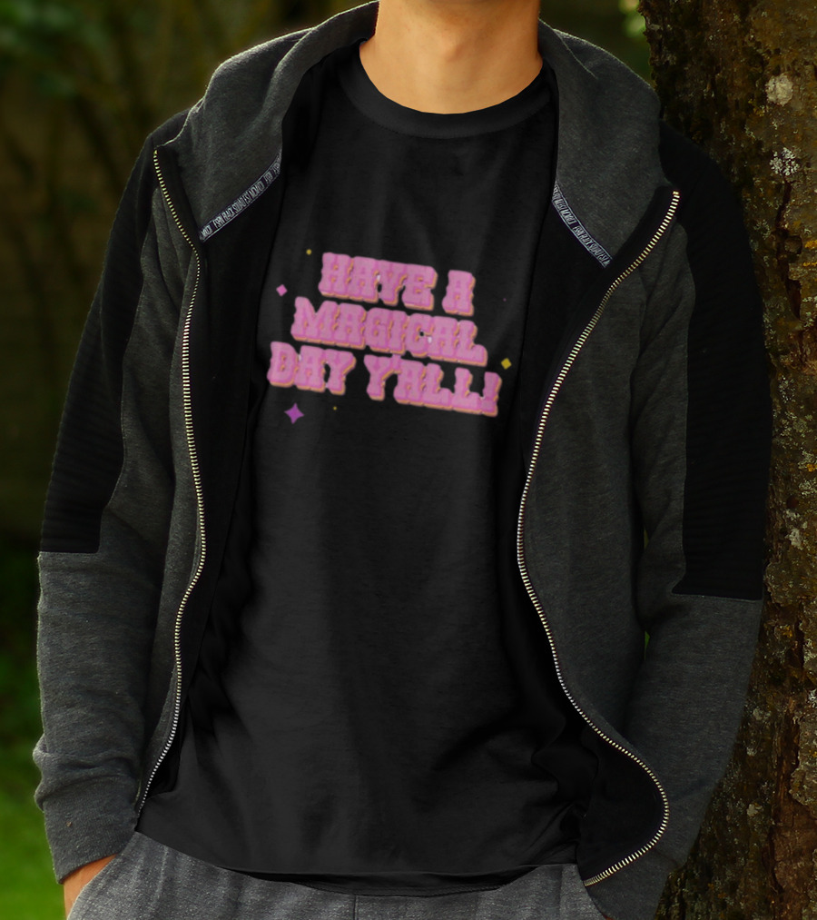 Have A Magical Day Y'all Pastel Pink Text With Colorful Stars T-Shirt