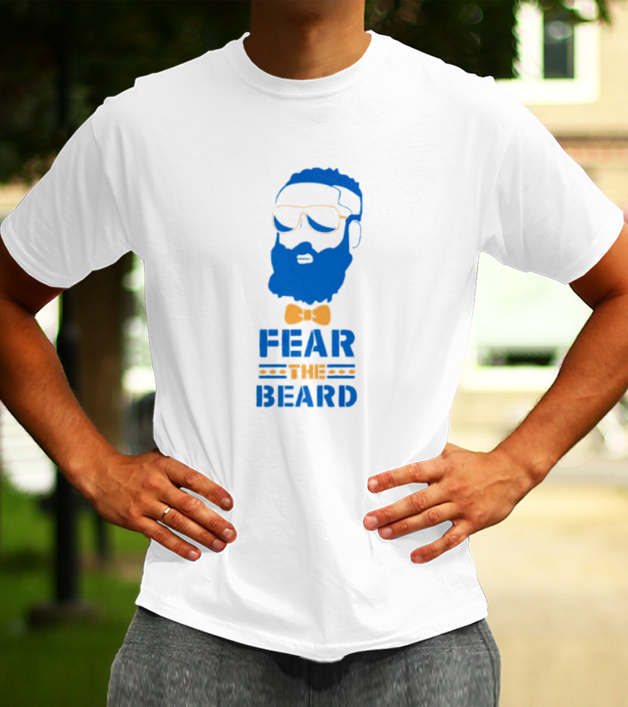 James Harden Basketball Fear The Beard Iconic Blue And Orange T-Shirt