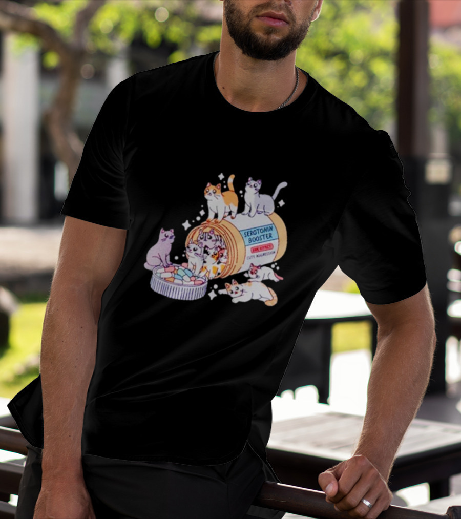 Serotonin Booster Cats Cute Antidepressant Kittens Happiness T-Shirt
