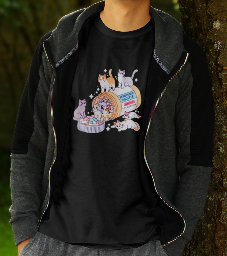 Serotonin Booster Cats Cute Antidepressant Kittens Happiness T-Shirt