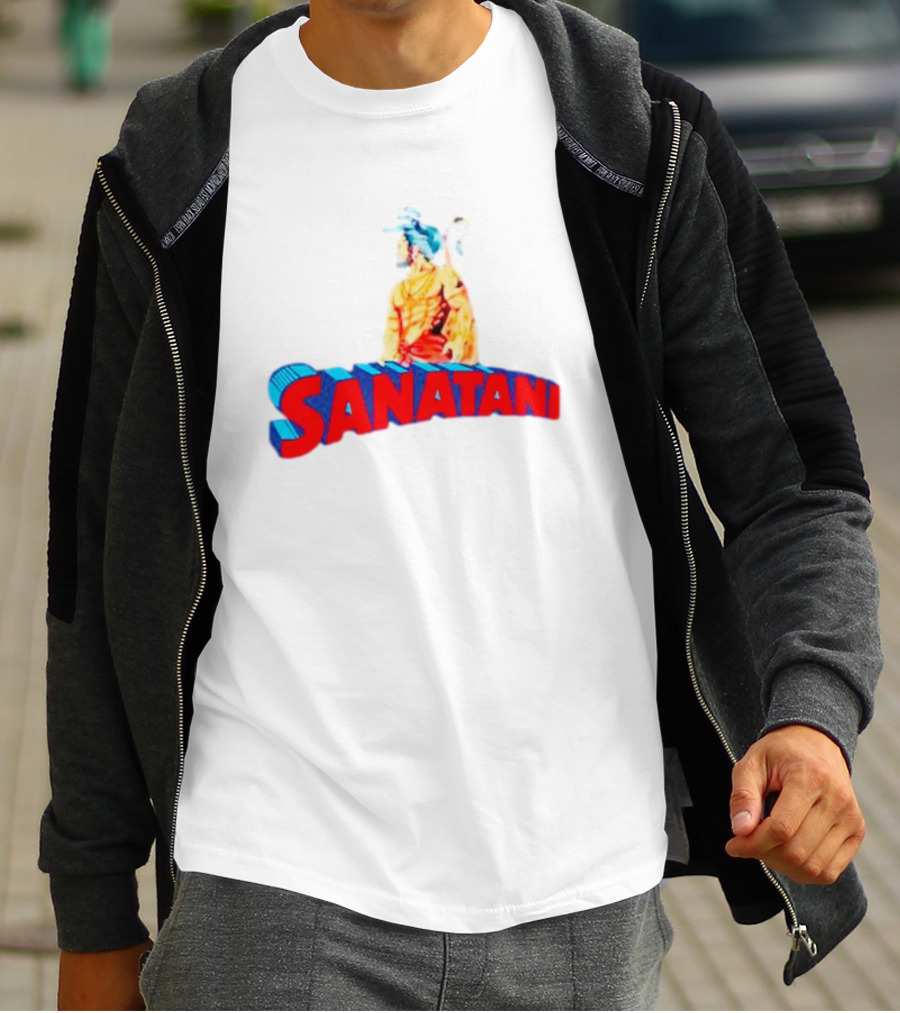 Sanatani Warrior Artwork Featuring Traditional Figure T-Shirt