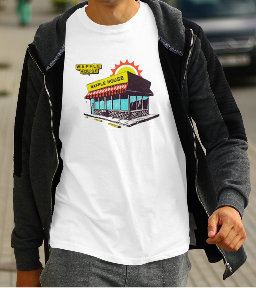 Waffle House Restaurant Building With Sunburst Background T-Shirt