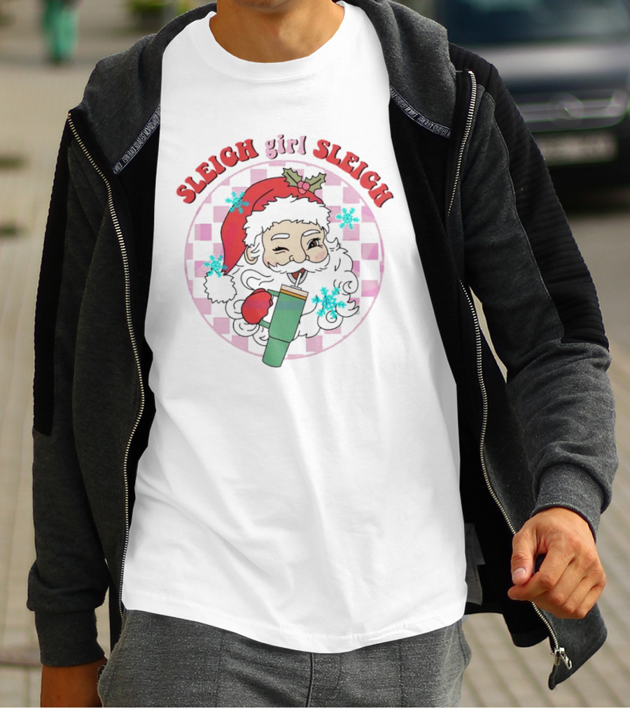 Sleigh Girl Sleigh Groovy Santa Holiday Fun T-Shirt