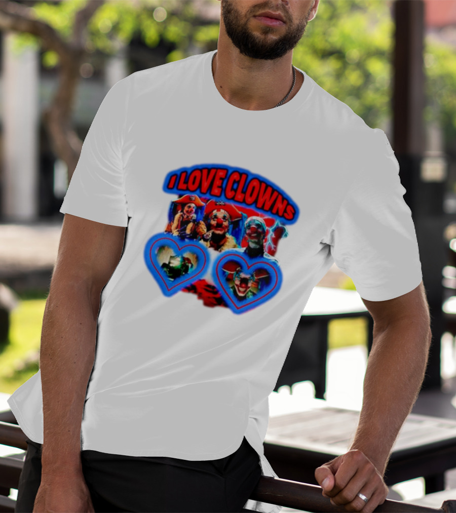 I Love Clowns Colorful Heart Faces T-Shirt