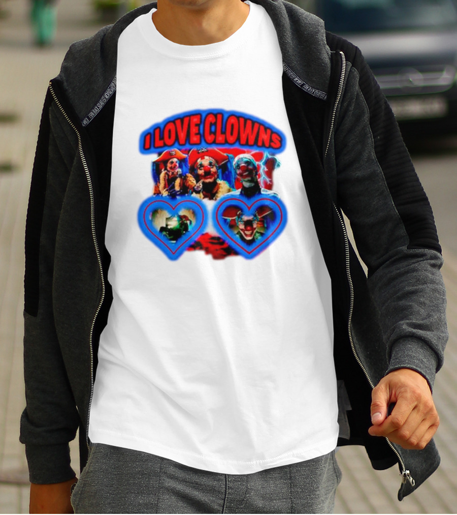 I Love Clowns Colorful Heart Faces T-Shirt