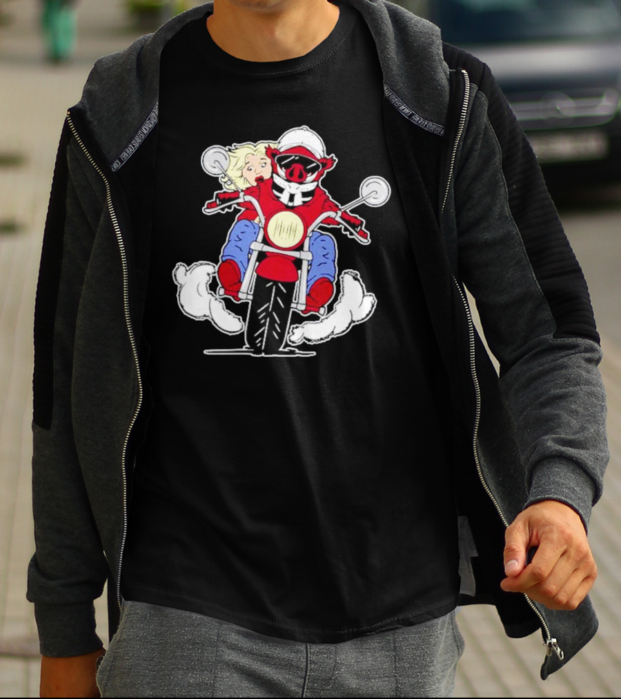 Arkansas Razorbacks Pig Riding Motorcycle With Passenger T-Shirt