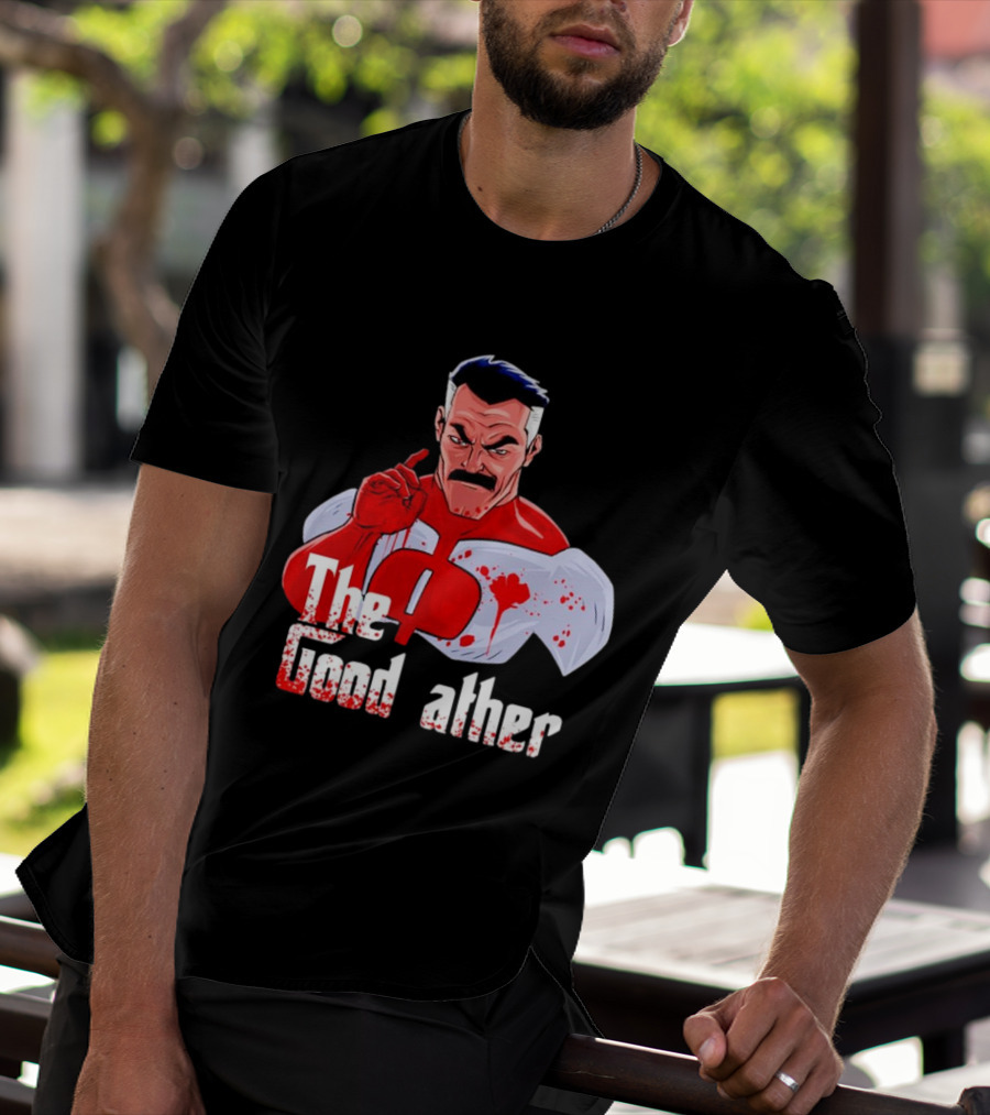 Omni Dad The Good Father Superhero Parody Red And White Costume T-Shirt