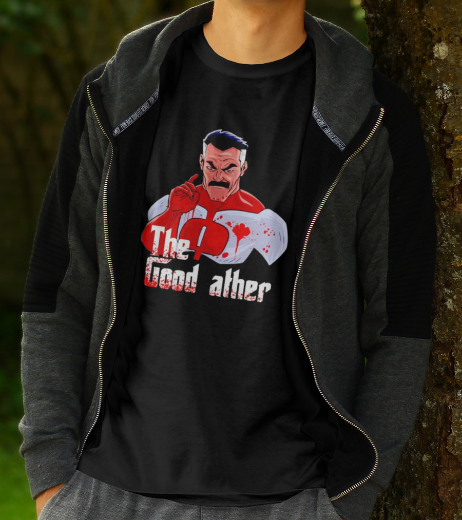 Omni Dad The Good Father Superhero Parody Red And White Costume T-Shirt