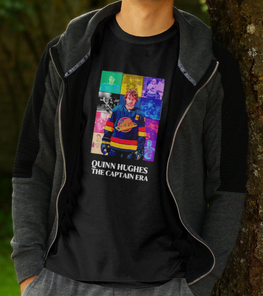 Quinn Hughes The Captain Era Multicolor Vancouver Hockey Legend T-Shirt