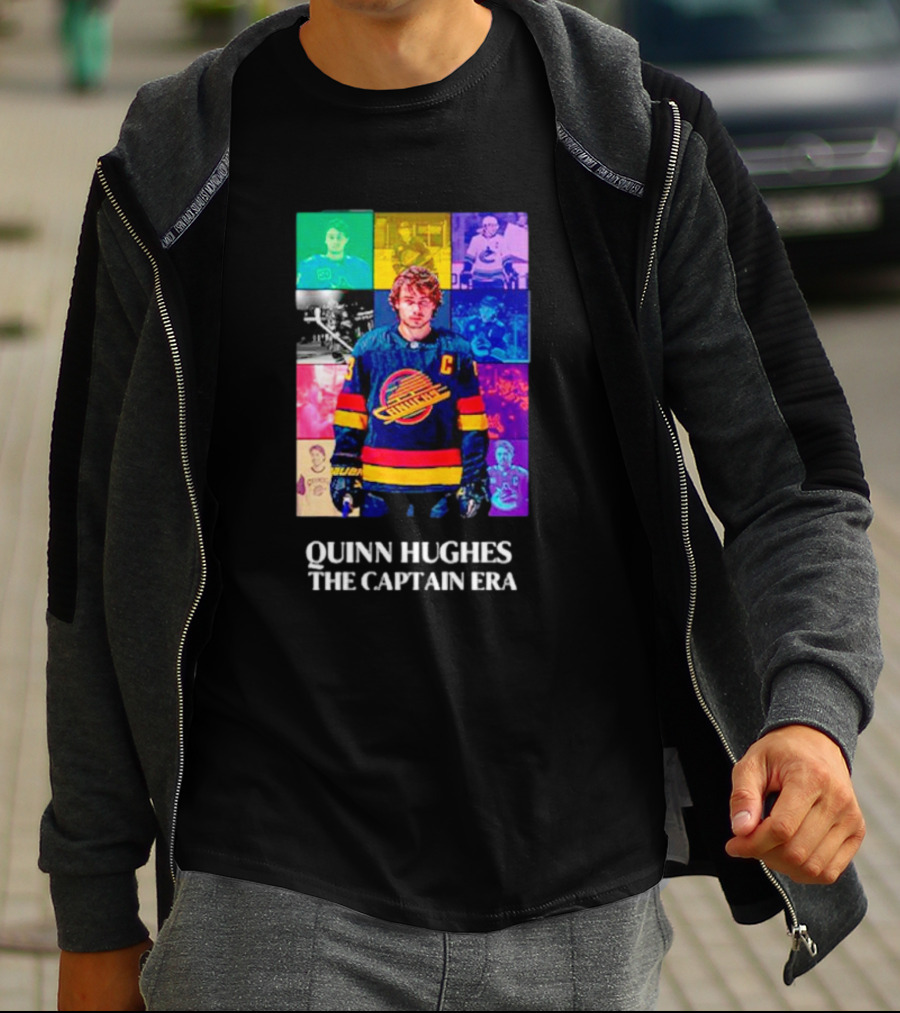 Quinn Hughes The Captain Era Multicolor Vancouver Hockey Legend T-Shirt