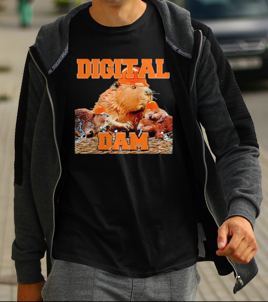 DIGITAL DAM BEAVER WITH HARD HATS T-Shirt