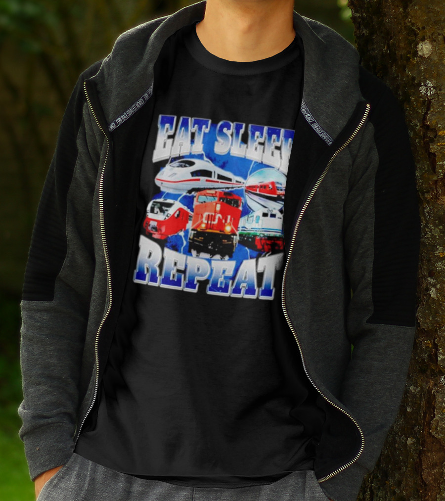 Eat Sleep Train Repeat Locomotive Compilation T-Shirt