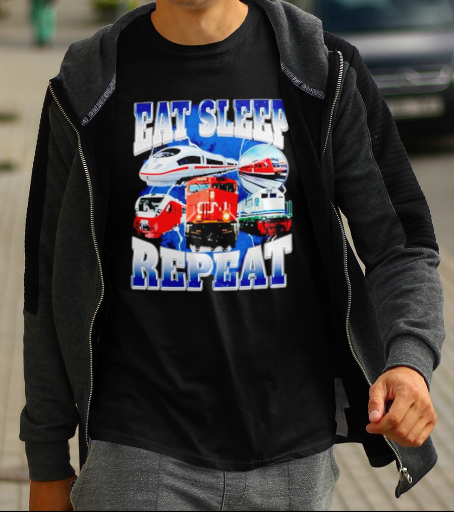 Eat Sleep Train Repeat Locomotive Compilation T-Shirt