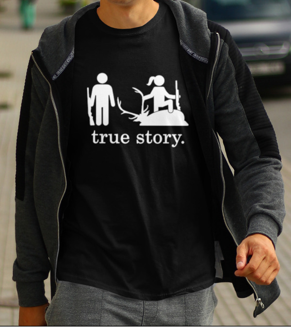Hunting True Story Deer Silhouette With Rifle Icons T-Shirt