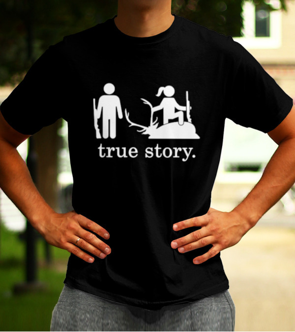 Hunting True Story Deer Silhouette With Rifle Icons T-Shirt