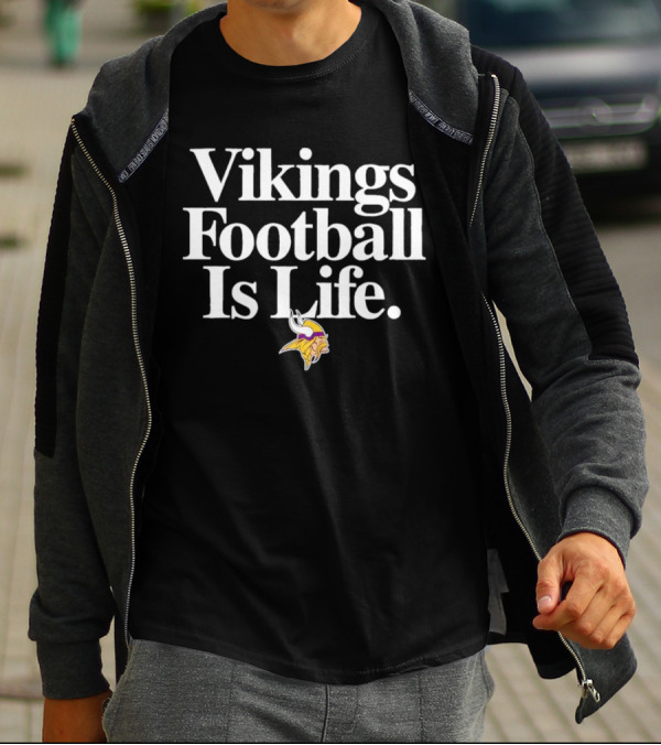 Minnesota Vikings Football Is Life With Iconic Viking Helmet T-Shirt