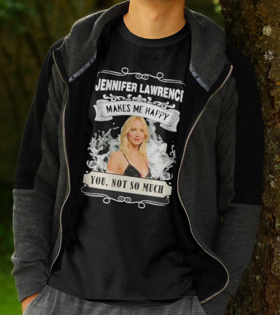 Jennifer Lawrence Makes Me Happy You Not So Much Cloud Motif T-Shirt