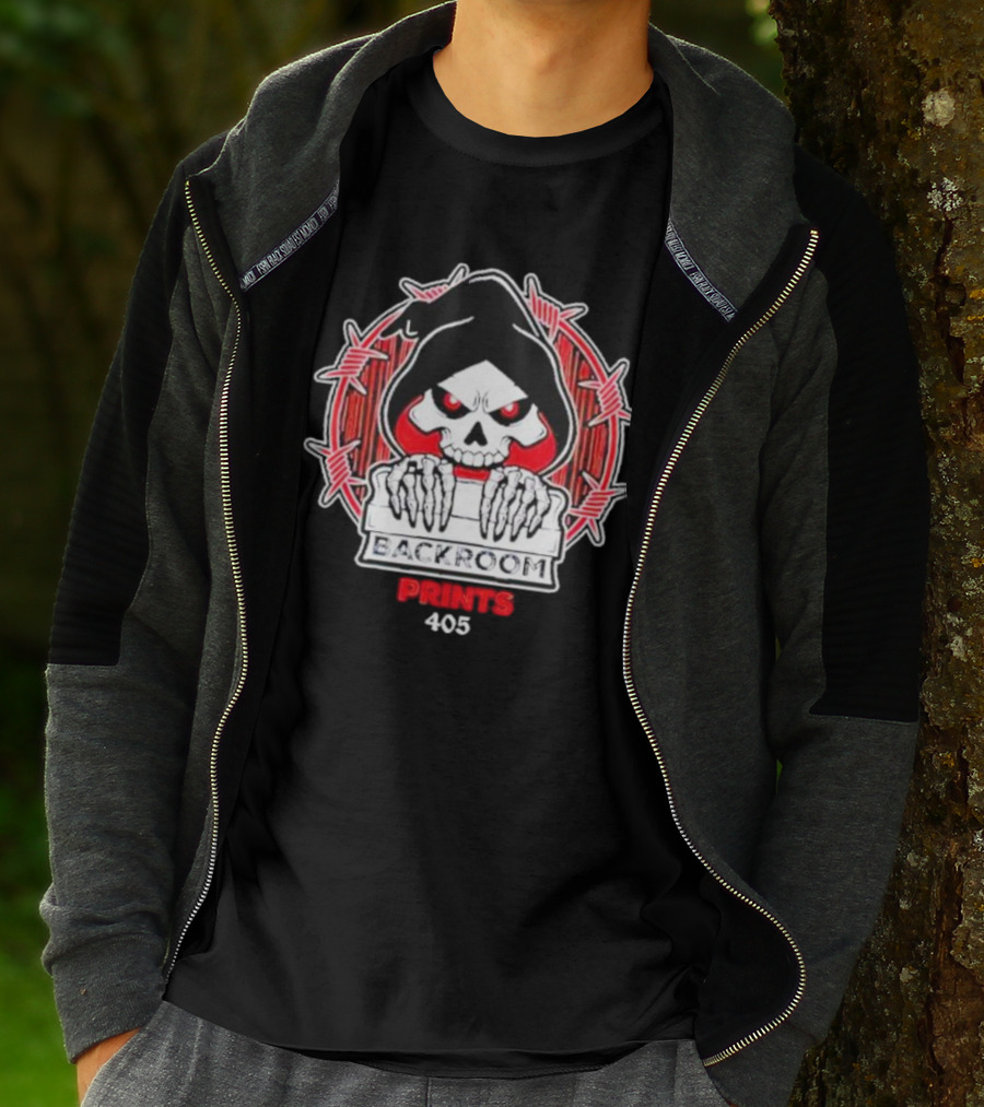 Backroom Prints 405 Reaper Skull Barbed Wire T-Shirt