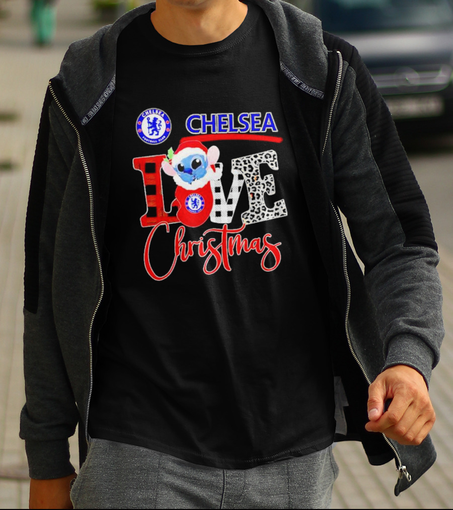 Chelsea Football Club Stitch Love Christmas T-Shirt