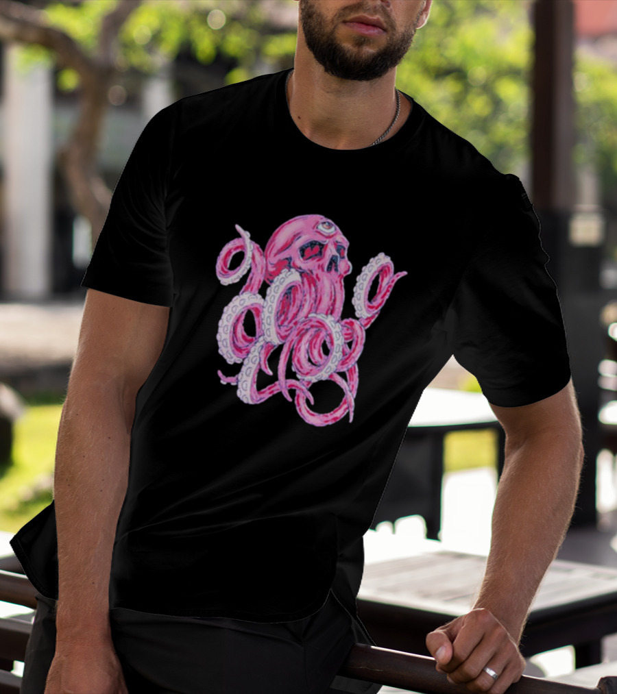 Deep Dark And Dangerous Ddd Red Octopus Skull Alien Tentacles T-Shirt