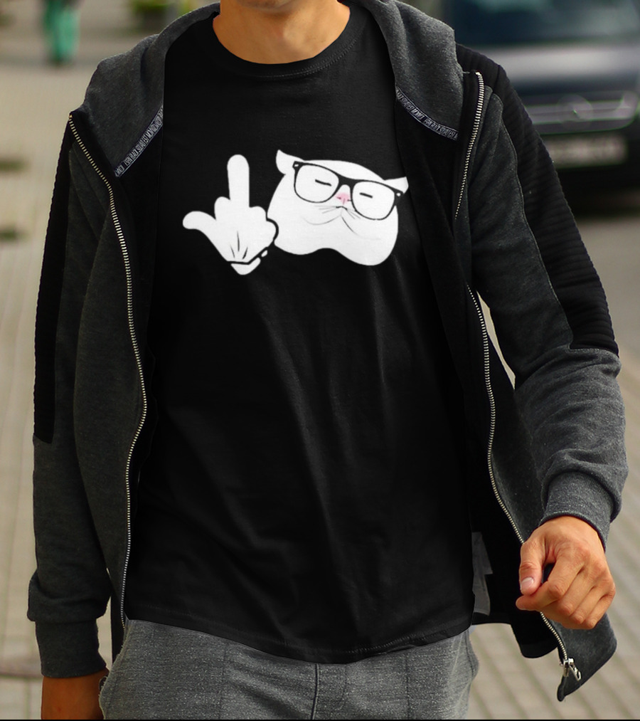 Steve Habetler Catturd Birdturd Glasses Cat Gesture T-Shirt
