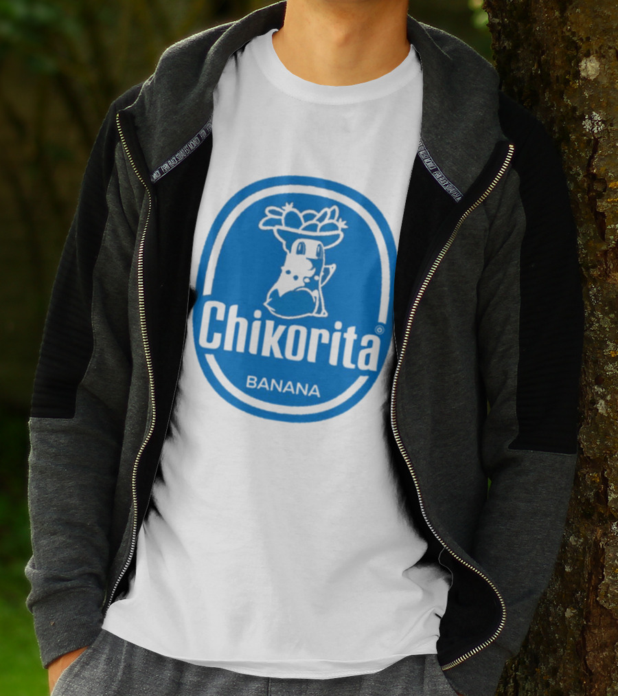 Chikorita Banana Crossover Logo Black And Blue T-Shirt