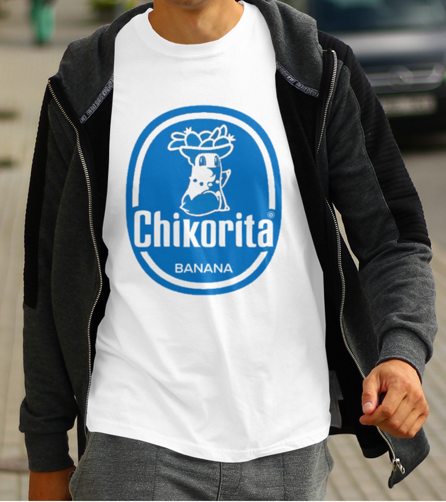 Chikorita Banana Crossover Logo Black And Blue T-Shirt