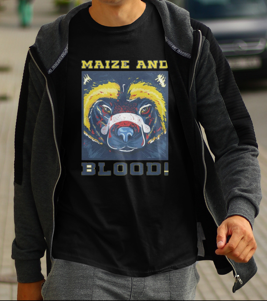 Michigan Wolverines Maize And Blood Wolverine Face T-Shirt