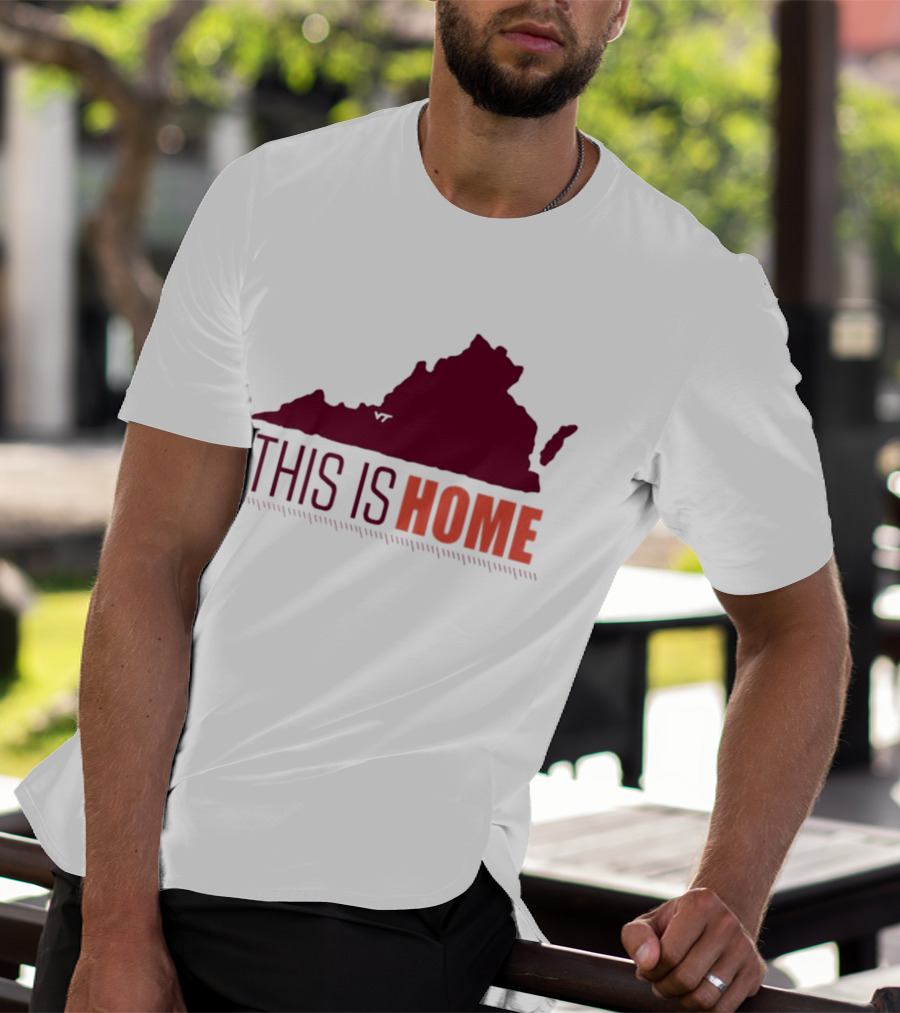 Virginia Tech Football This Is Home Virginia Map T-Shirt