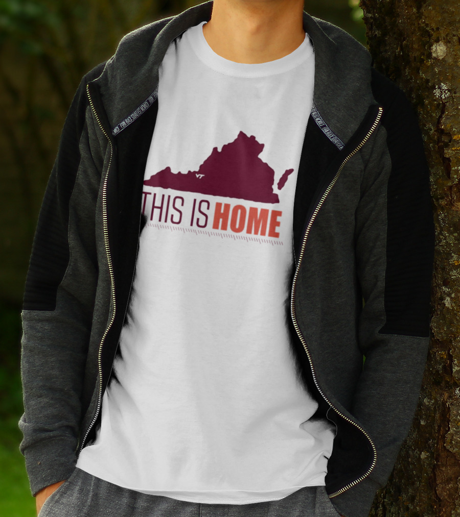 Virginia Tech Football This Is Home Virginia Map T-Shirt