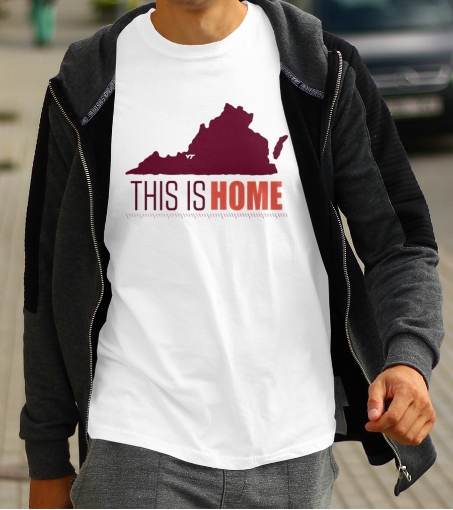 Virginia Tech Football This Is Home Virginia Map T-Shirt