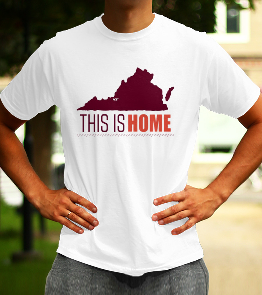 Virginia Tech Football This Is Home Virginia Map T-Shirt