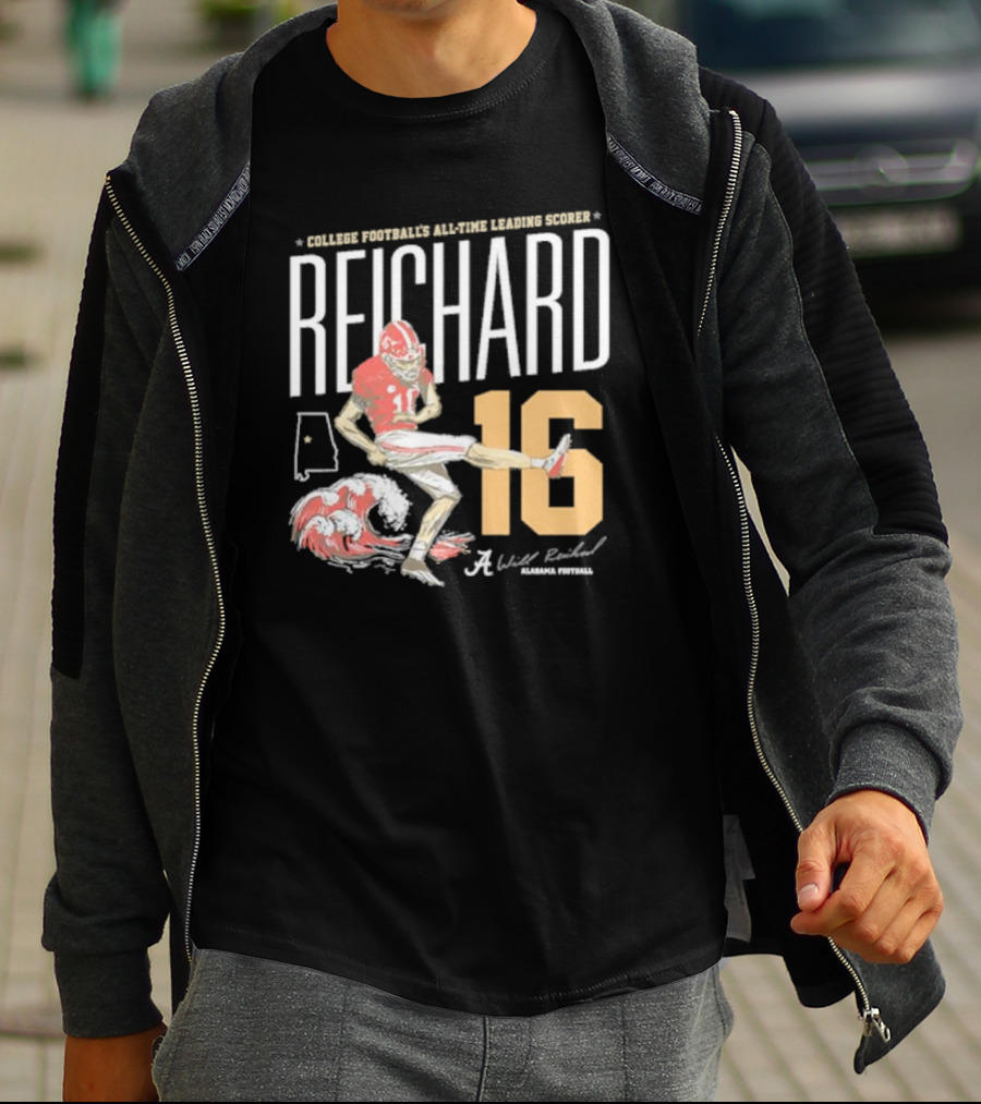 College Football's All-Time Leading Scorer Reichard 16 Alabama Football T-Shirt