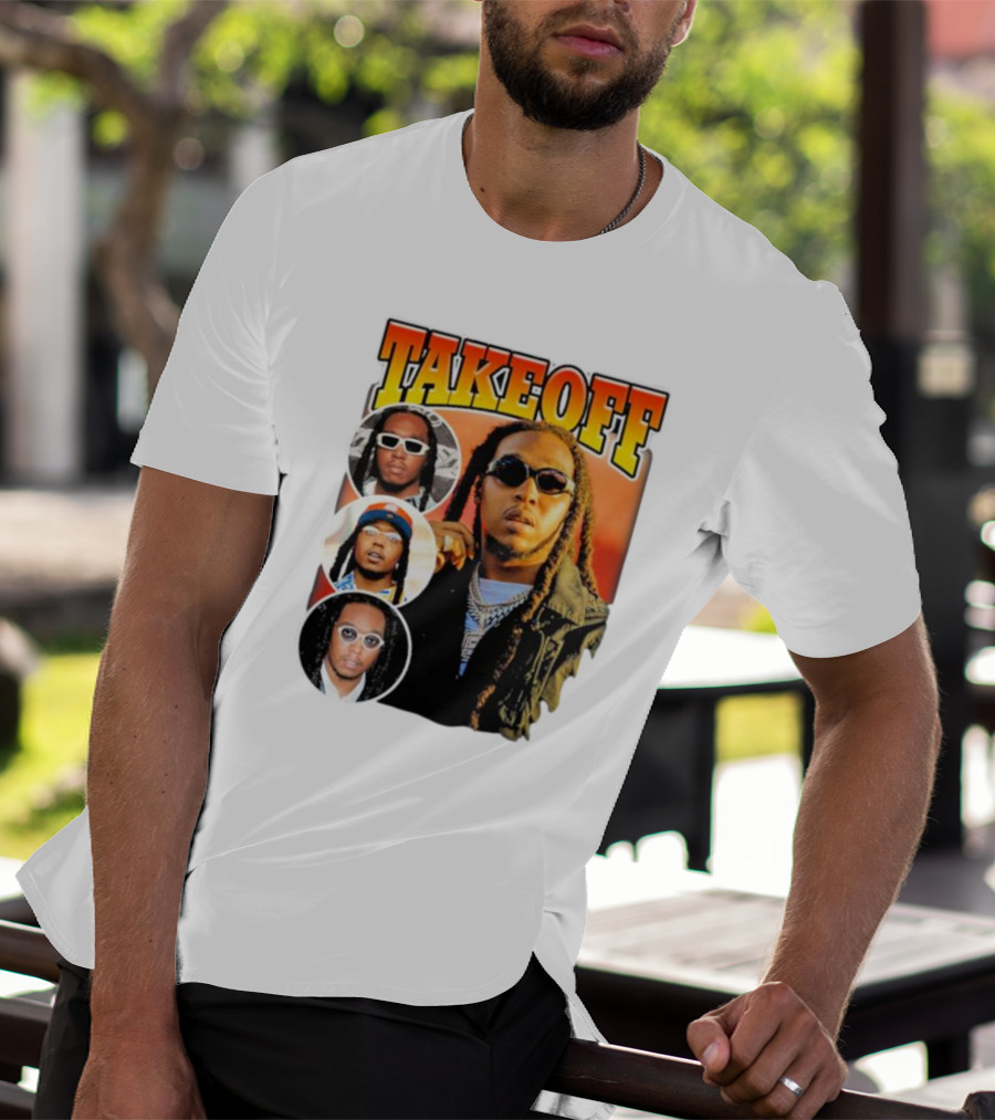 Quavo Migos Takeoff Rapper Tribute Circular Portraits T-Shirt