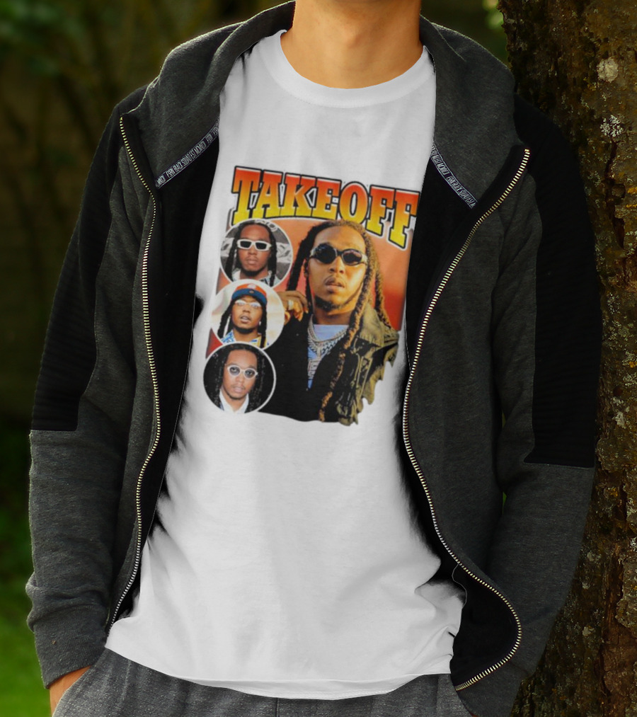 Quavo Migos Takeoff Rapper Tribute Circular Portraits T-Shirt