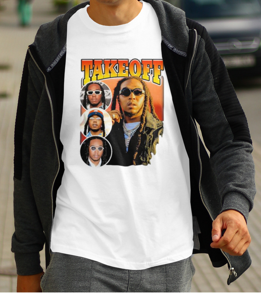 Quavo Migos Takeoff Rapper Tribute Circular Portraits T-Shirt
