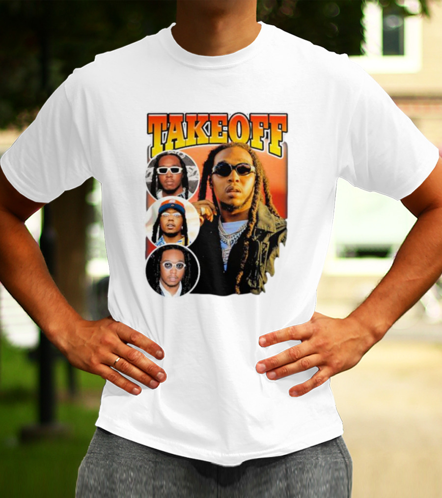 Quavo Migos Takeoff Rapper Tribute Circular Portraits T-Shirt