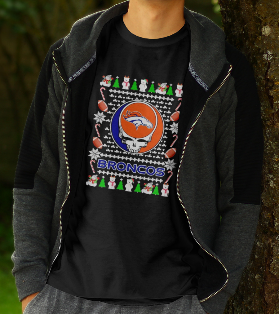Broncos Festive Skull Holiday T-Shirt