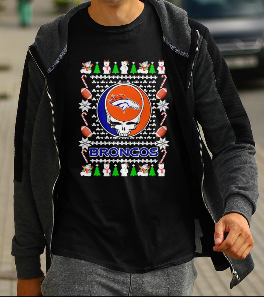 Broncos Festive Skull Holiday T-Shirt