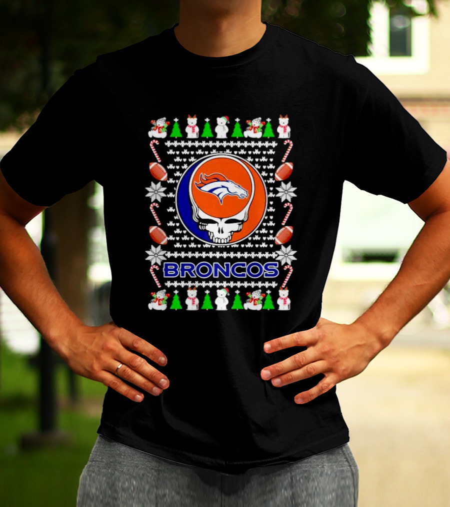 Broncos Festive Skull Holiday T-Shirt