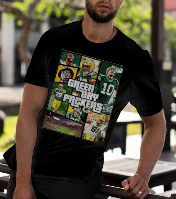 Green Bay Packers Players Collage Grand Theft Auto T-Shirt